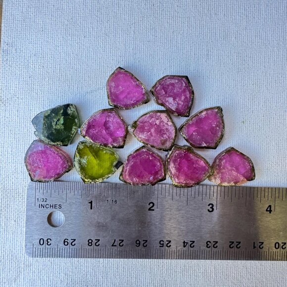 Watermelon Tourmaline Slices Cabochons Custom Cut Polished Both Sides 193 cts - Picture 8 of 10